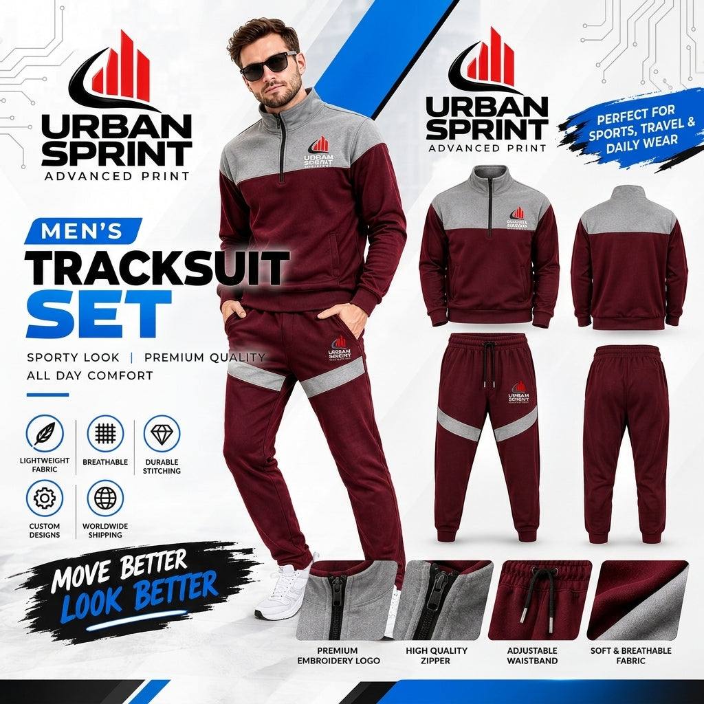 Urban Sprint Men’s Polyester Fleece Tracksuit